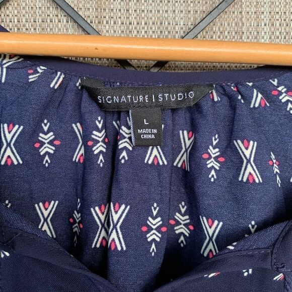 Signature Studio Open Shoulder Blue Dress L NWT - Picture 2 of 4